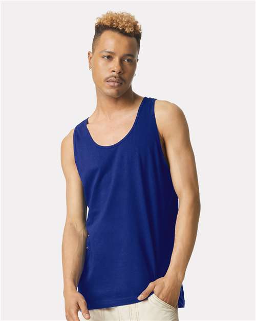 American Apparel 2408 Unisex Fine Jersey Tank - Lapis - model front