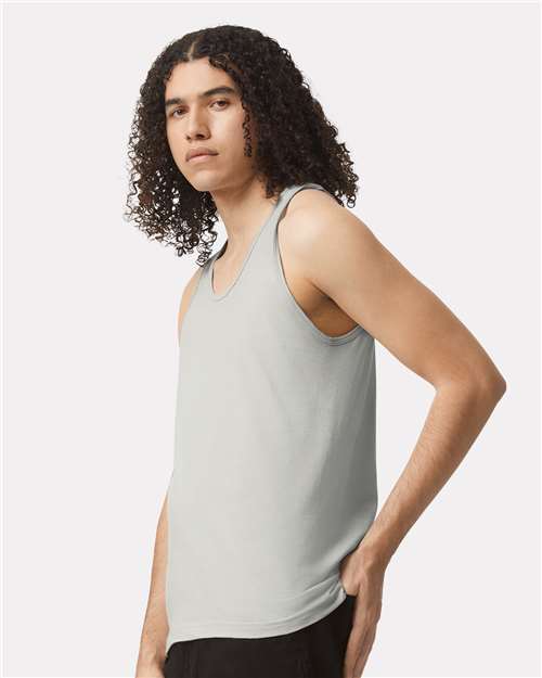 American Apparel 2408 Unisex Fine Jersey Tank - New Silver - model side