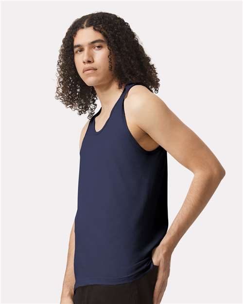 American Apparel 2408 Unisex Fine Jersey Tank - Navy - model side