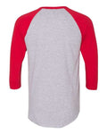 American Apparel BB453W 50/50 Raglan Three-Quarter Sleeve Tee - Heather Grey/ Red - back