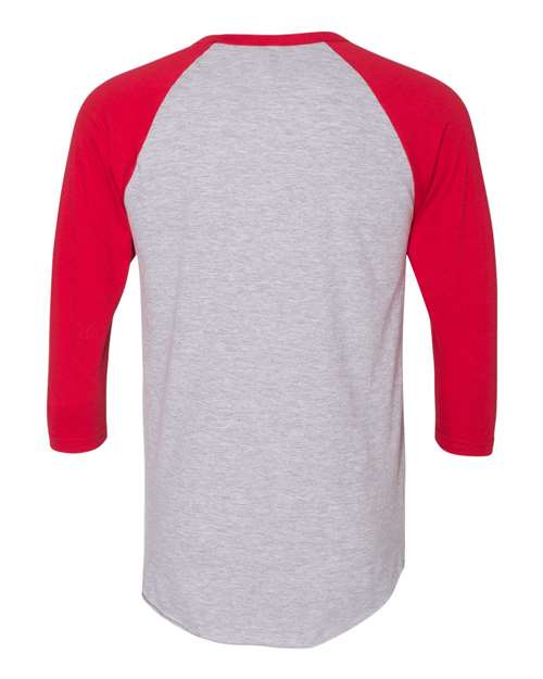 American Apparel BB453W 50/50 Raglan Three-Quarter Sleeve Tee - Heather Grey/ Red - back
