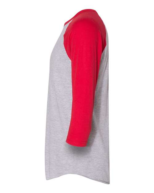 American Apparel BB453W 50/50 Raglan Three-Quarter Sleeve Tee - Heather Grey/ Red - side