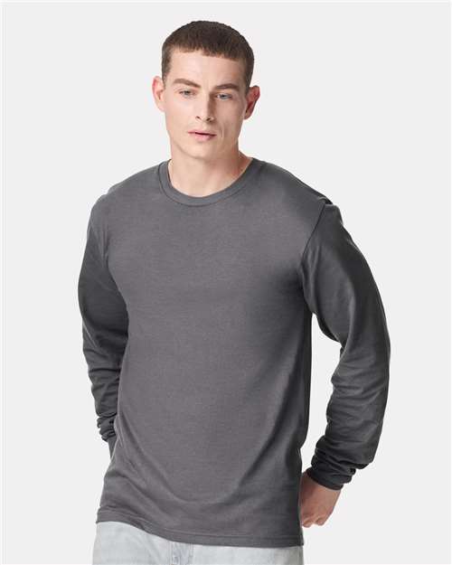 American Apparel 2007 Unisex Fine Jersey Long Sleeve Tee - Asphalt - model front