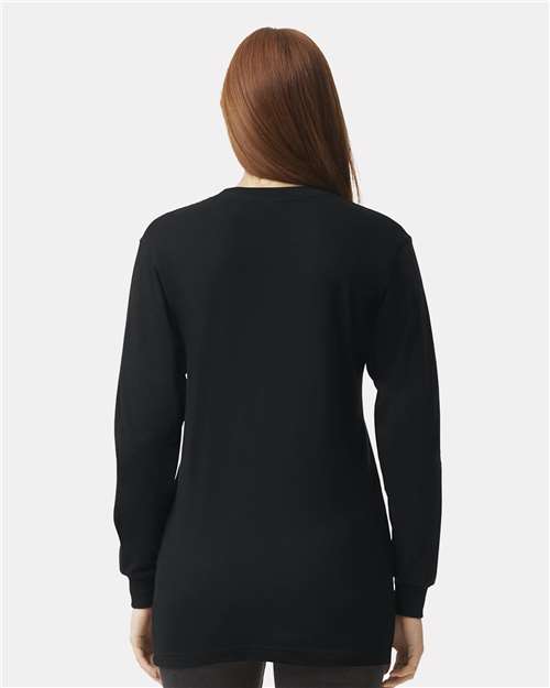 American Apparel 2007 Unisex Fine Jersey Long Sleeve Tee - Black - model back