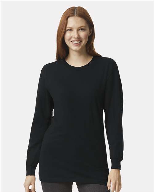 American Apparel 2007 Unisex Fine Jersey Long Sleeve Tee - Black - model front