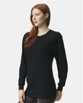 American Apparel 2007 Unisex Fine Jersey Long Sleeve Tee - Black - model side