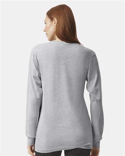 American Apparel 2007 Unisex Fine Jersey Long Sleeve Tee - Heather Grey - model back