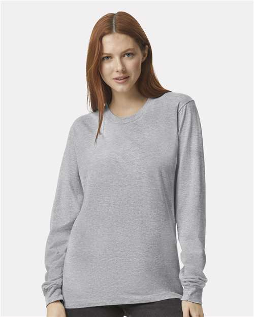 American Apparel 2007 Unisex Fine Jersey Long Sleeve Tee - Heather Grey - model front