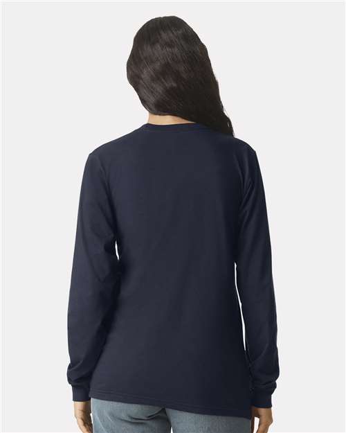 American Apparel 2007 Unisex Fine Jersey Long Sleeve Tee - Navy - model back