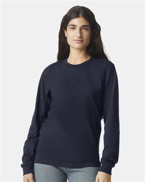 American Apparel 2007 Unisex Fine Jersey Long Sleeve Tee - Navy - model front