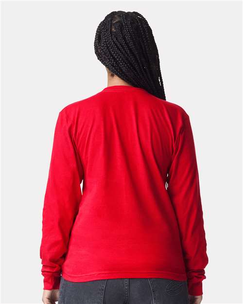 American Apparel 2007 Unisex Fine Jersey Long Sleeve Tee - Red - model back