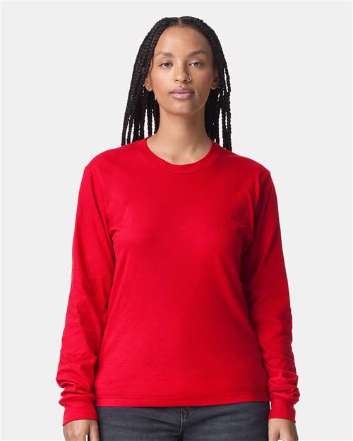 American Apparel 2007 Unisex Fine Jersey Long Sleeve Tee - Red - model front