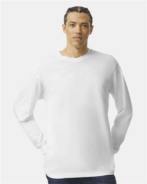 American Apparel 2007 Unisex Fine Jersey Long Sleeve Tee - White - model front