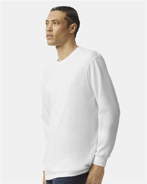 American Apparel 2007 Unisex Fine Jersey Long Sleeve Tee - White - model side