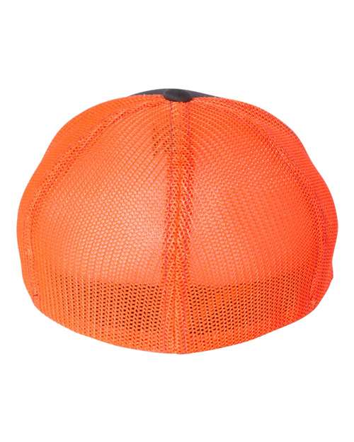 Richardson 110 R-Flex Trucker Cap - Charcoal/ Neon Orange - back
