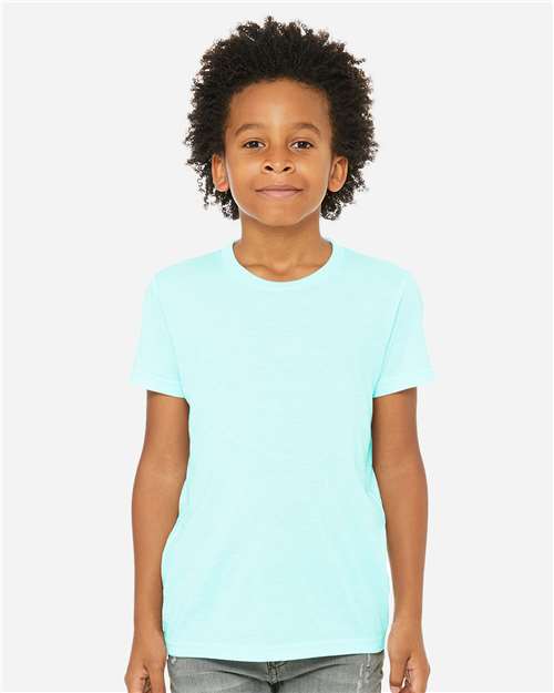 BELLA + CANVAS 3413Y Youth Triblend Tee - Ice Blue Triblend - model front