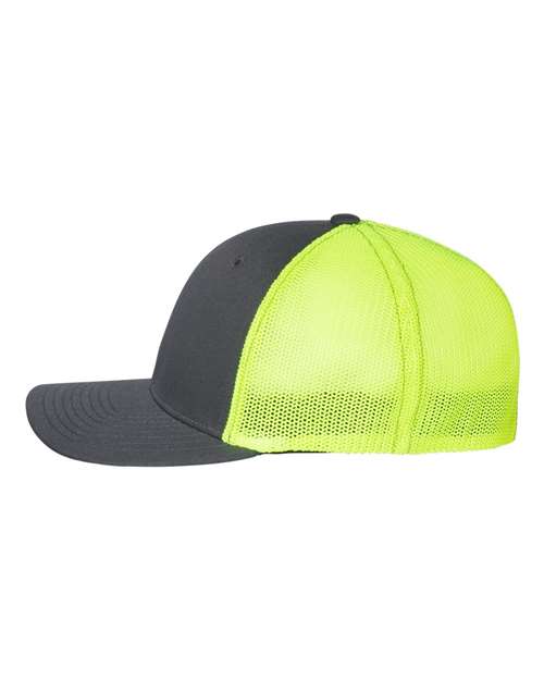 Richardson 110 R-Flex Trucker Cap - Charcoal/ Neon Yellow - side