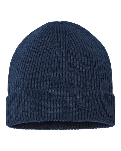 Atlantis Headwear ANDY Sustainable Fine Rib Cuffed Beanie - Navy - back