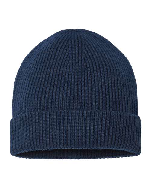 Atlantis Headwear ANDY Sustainable Fine Rib Cuffed Beanie - Navy - front