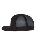 Richardson 511 Wool Blend Flat Bill Trucker Cap - Black/ Black - side