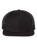 Richardson 511 Wool Blend Flat Bill Trucker Cap - Black/ Black - front