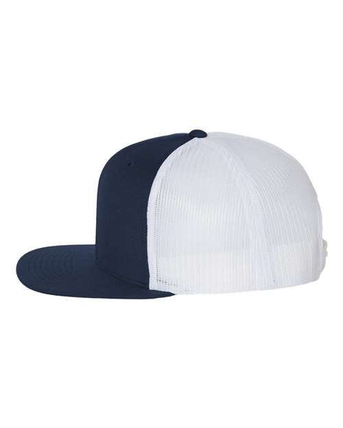 Richardson 511 Wool Blend Flat Bill Trucker Cap - Navy/ White - side