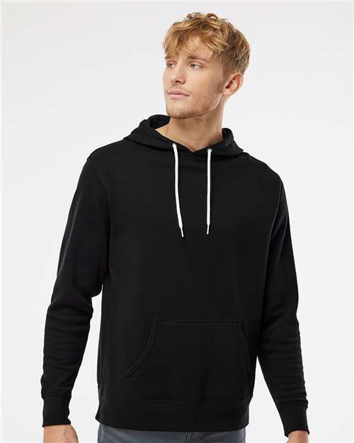 Independent Trading Co. AFX90UN Unisex Lightweight Hooded Sweatshirt - Black - model front