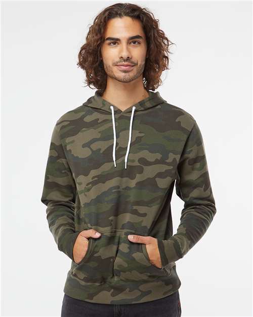 Independent Trading Co. AFX90UN Unisex Lightweight Hooded Sweatshirt - Forest Camo - model front