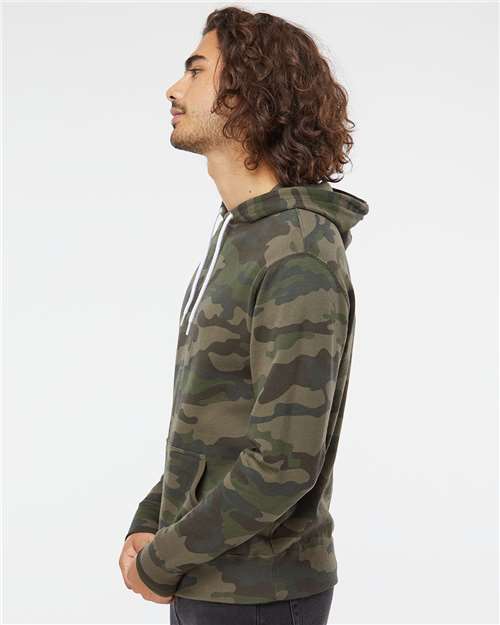 Independent Trading Co. AFX90UN Unisex Lightweight Hooded Sweatshirt - Forest Camo - model side