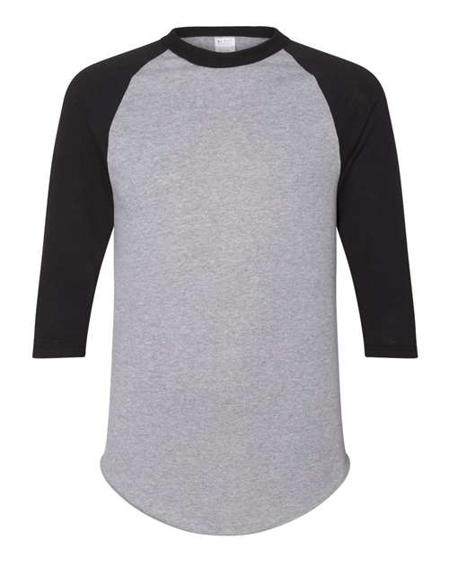 Augusta Sportswear 4420 Unisex Three-Quarter Raglan Sleeve Baseball Jersey T-Shirt - Athletic Heather/ Black - front