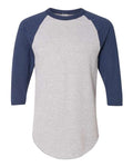 Augusta Sportswear 4420 Unisex Three-Quarter Raglan Sleeve Baseball Jersey T-Shirt - Athletic Heather/ Navy - front