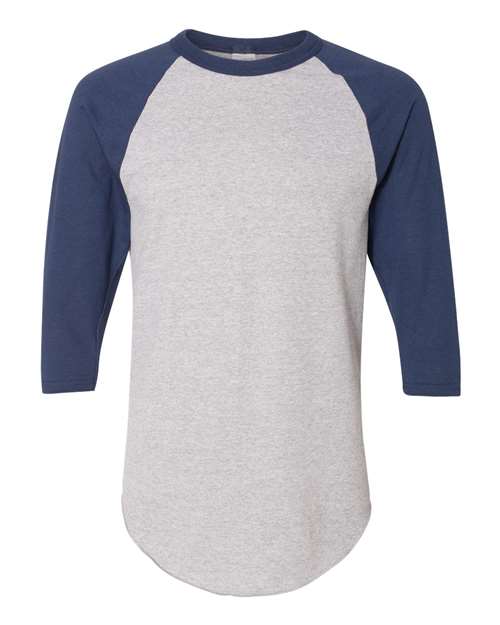 Augusta Sportswear 4420 Unisex Three-Quarter Raglan Sleeve Baseball Jersey T-Shirt - Athletic Heather/ Navy - front