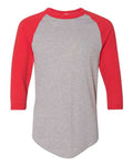 Augusta Sportswear 4420 Unisex Three-Quarter Raglan Sleeve Baseball Jersey T-Shirt - Athletic Heather/ Red - front