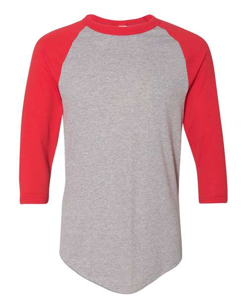Augusta Sportswear 4420 Unisex Three-Quarter Raglan Sleeve Baseball Jersey T-Shirt - Athletic Heather/ Red - front