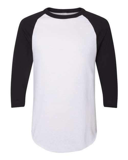 Augusta Sportswear 4420 Unisex Three-Quarter Raglan Sleeve Baseball Jersey T-Shirt - White/ Black - front