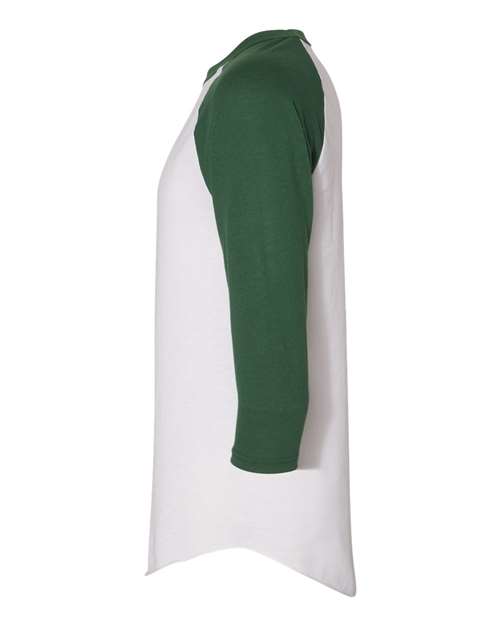 Augusta Sportswear 4420 Unisex Three-Quarter Raglan Sleeve Baseball Jersey T-Shirt - White/ Dark Green - side