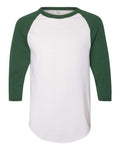 Augusta Sportswear 4420 Unisex Three-Quarter Raglan Sleeve Baseball Jersey T-Shirt - White/ Dark Green - front
