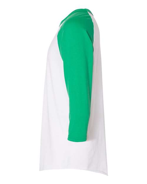 Augusta Sportswear 4420 Unisex Three-Quarter Raglan Sleeve Baseball Jersey T-Shirt - White/ Kelly - side