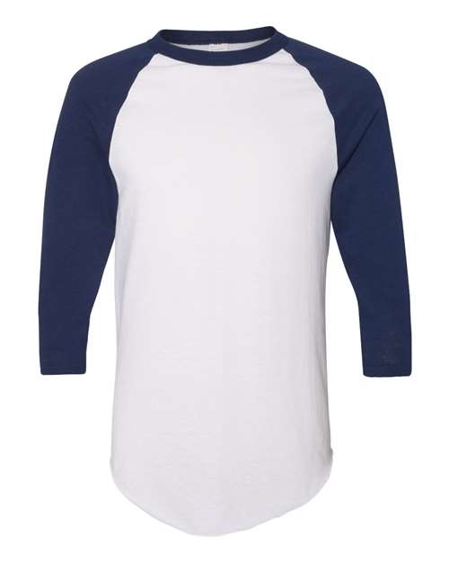Augusta Sportswear 4420 Unisex Three-Quarter Raglan Sleeve Baseball Jersey T-Shirt - White/ Navy - front
