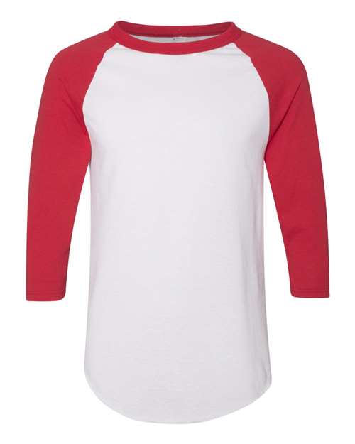 Augusta Sportswear 4420 Unisex Three-Quarter Raglan Sleeve Baseball Jersey T-Shirt - White/ Red - front
