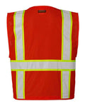 Kishigo B100-111 Unisex EV Series Enhanced Visibility Multi-Pocket Mesh Vest - Red/Lime - B103 - back