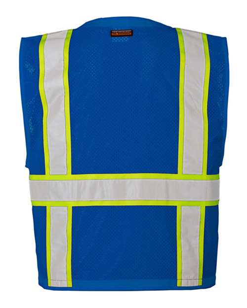 Kishigo B100-111 Unisex EV Series Enhanced Visibility Multi-Pocket Mesh Vest - Royal Blue/ Lime - B102 - back