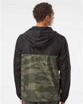 Independent Trading Co. EXP54LWZ Men's Lightweight Windbreaker Full-Zip Jacket - Black/ Forest Camo - model back