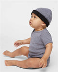 Rabbit Skins 4400 Infant Baby Rib Bodysuit - Granite Heather - model side