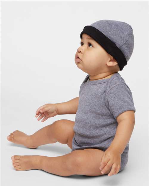 Rabbit Skins 4400 Infant Baby Rib Bodysuit - Granite Heather - model side