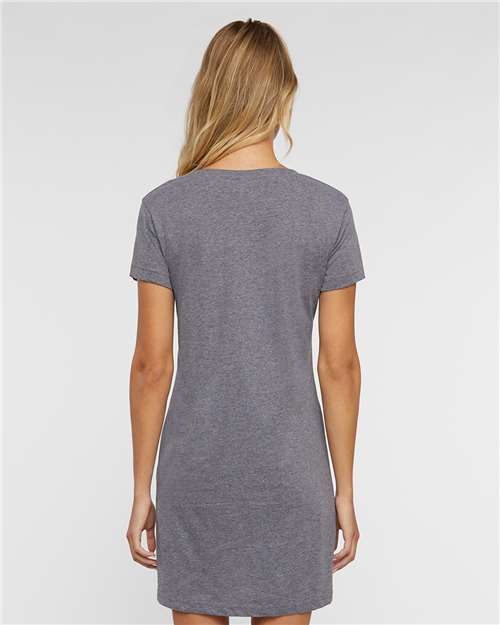 LAT 3522 Women's Fine Jersey V-Neck Coverup - Granite Heather - model back