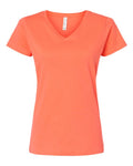 LAT 3507 Women's Fine Jersey V-Neck Tee - Papaya - front