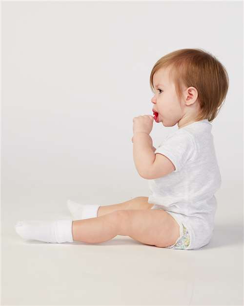 Rabbit Skins 4424 Infant Fine Jersey Bodysuit - Ash - model side