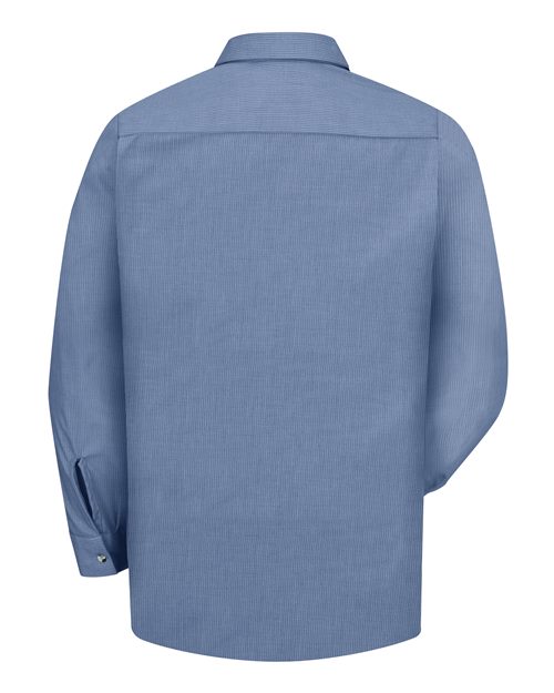 Red Kap SP14 Men's Industrial Long Sleeve Work Shirt - Denim Blue Microcheck - back