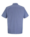 Red Kap SP24 Men's Industrial Short Sleeve Work Shirt - Denim Blue Microcheck - back